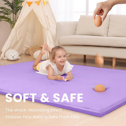 Baby Play Mat for Floor,1.3" Thick Memory Foam Tummy Time Mat,Soft Coral Velvet Nursery Rug,Large Non Slip for Crawling,Toddlers,Infants,Kids,Yoga & Tatami Style for Living Room(Dark Gray)