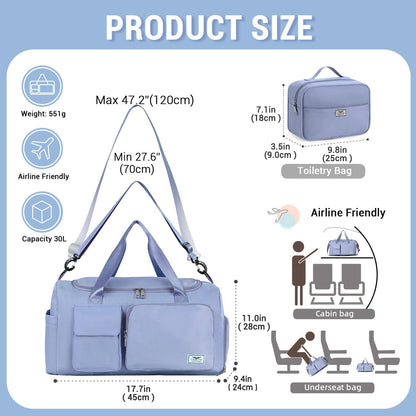 FIORETTO Women's Gym Duffle Bag with Shoes Compartment, 30L Capacity, Ideal for Travel, Gym, Sports, Duffel, Weekender