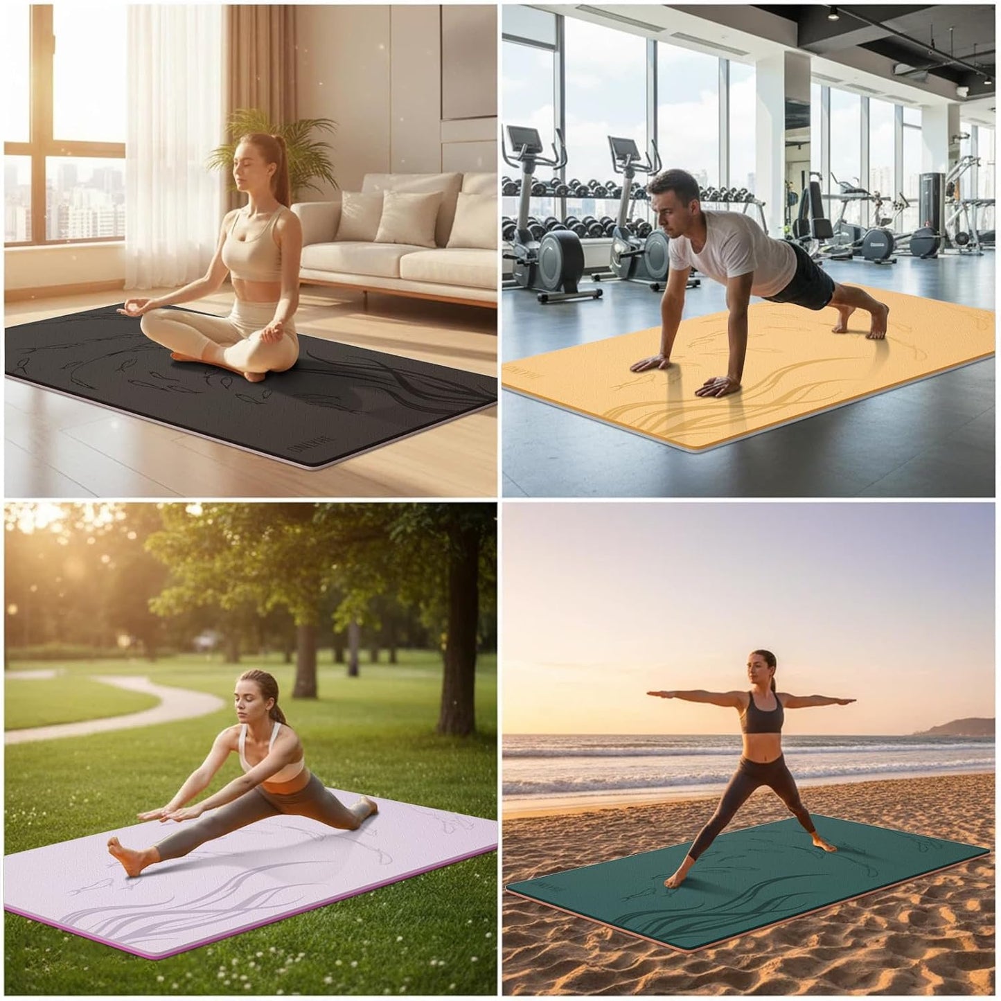 Extra Wide Thick Yoga Mat for Women and Men 76"x 40"x 10mm TPE Exercise Mat, Large-sized Non-slip Gym Yoga Mat,Workout mat,Pilates