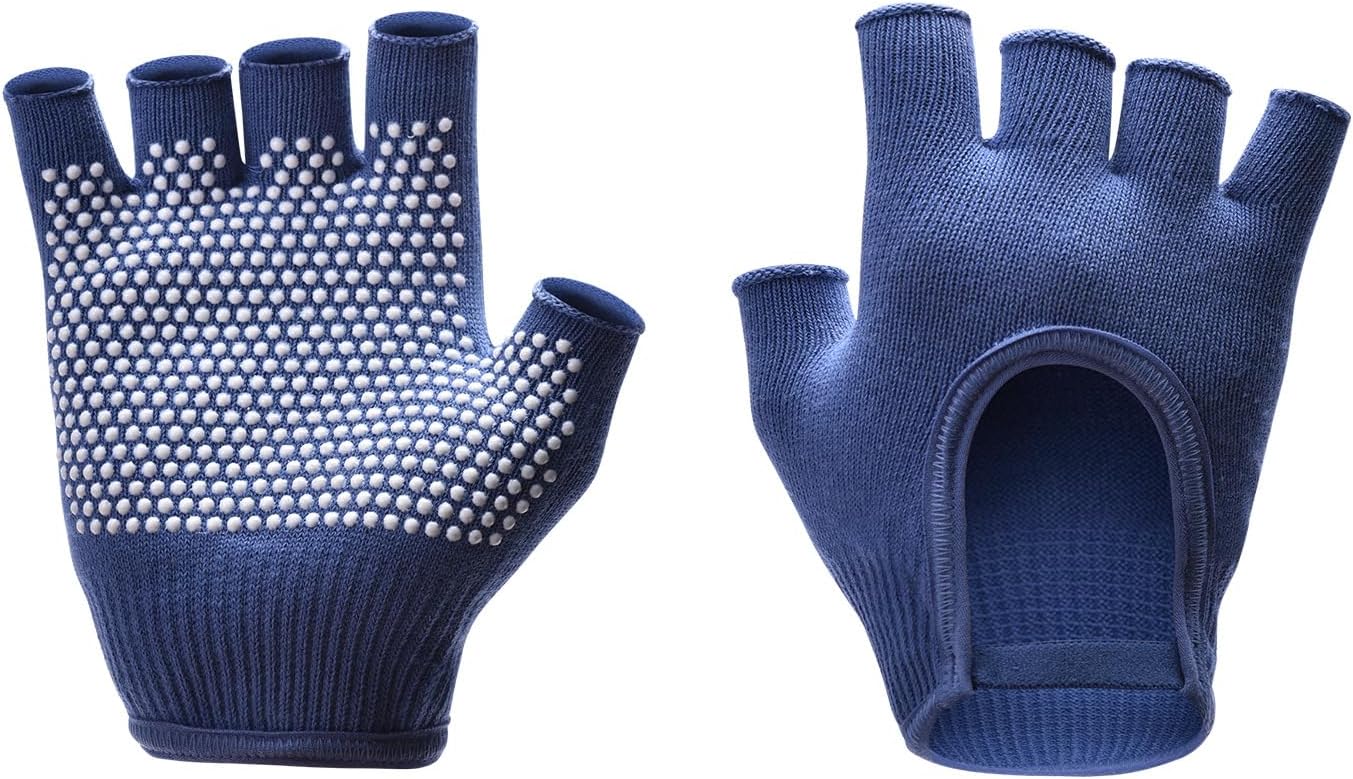 Non-Slip Fingerless Yoga Gloves – Ideal for Pilates, Barre, Air Yoga, and Fitness Workouts – Breathable Fabric with Enhanced Grip for Stability