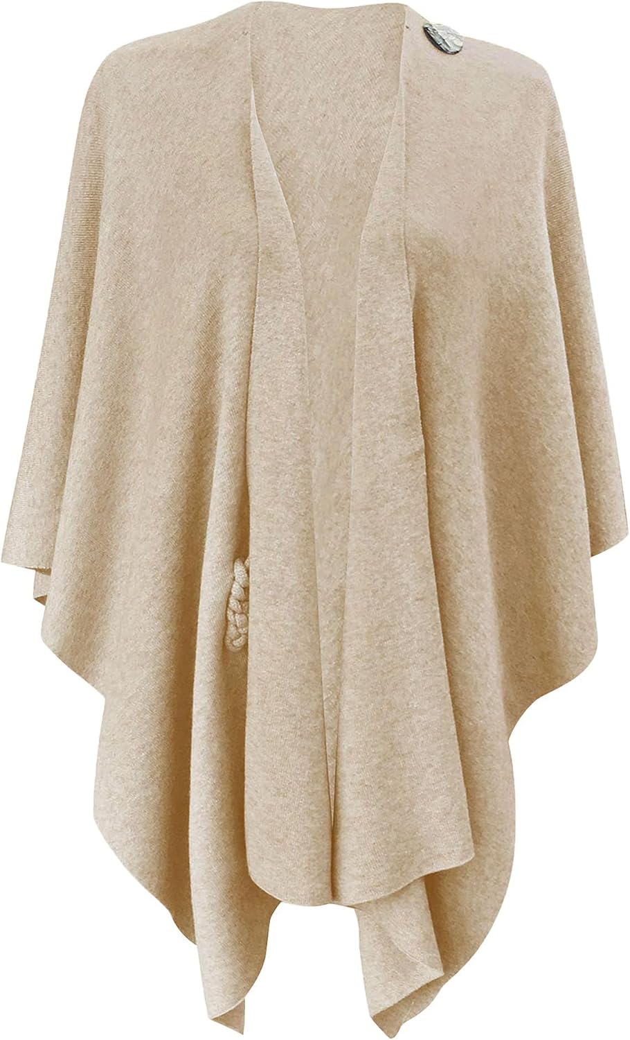 PULI Womens Large Cross Front Poncho Sweater Wrap Topper Knitted Elegant Shawls Cape for Fall Winter