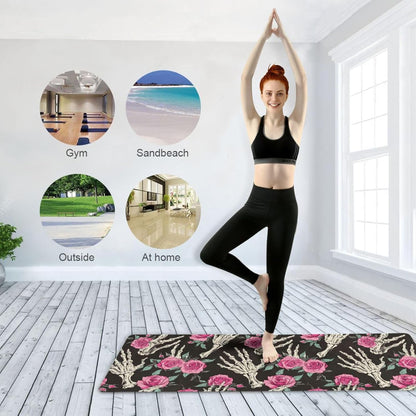 Yoga Mat Foldable Exercise Mats Gym Non Slip Workout Mat for Women and Men Pilates Floor Fitness Mat with Storage Bag 71 inch x 26 inch
