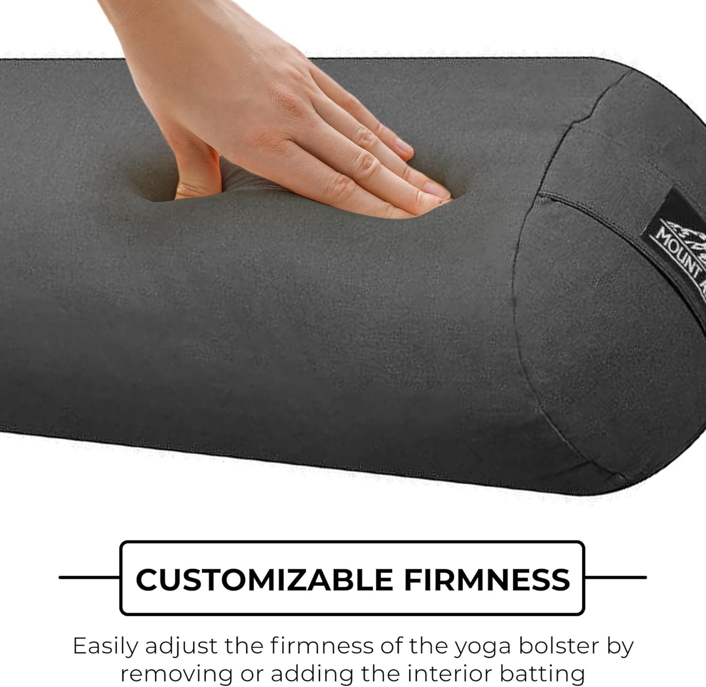 Mount Adams Yoga Bolster - 24" x 8" OR 28" x 9" - 100% Cotton - Grey