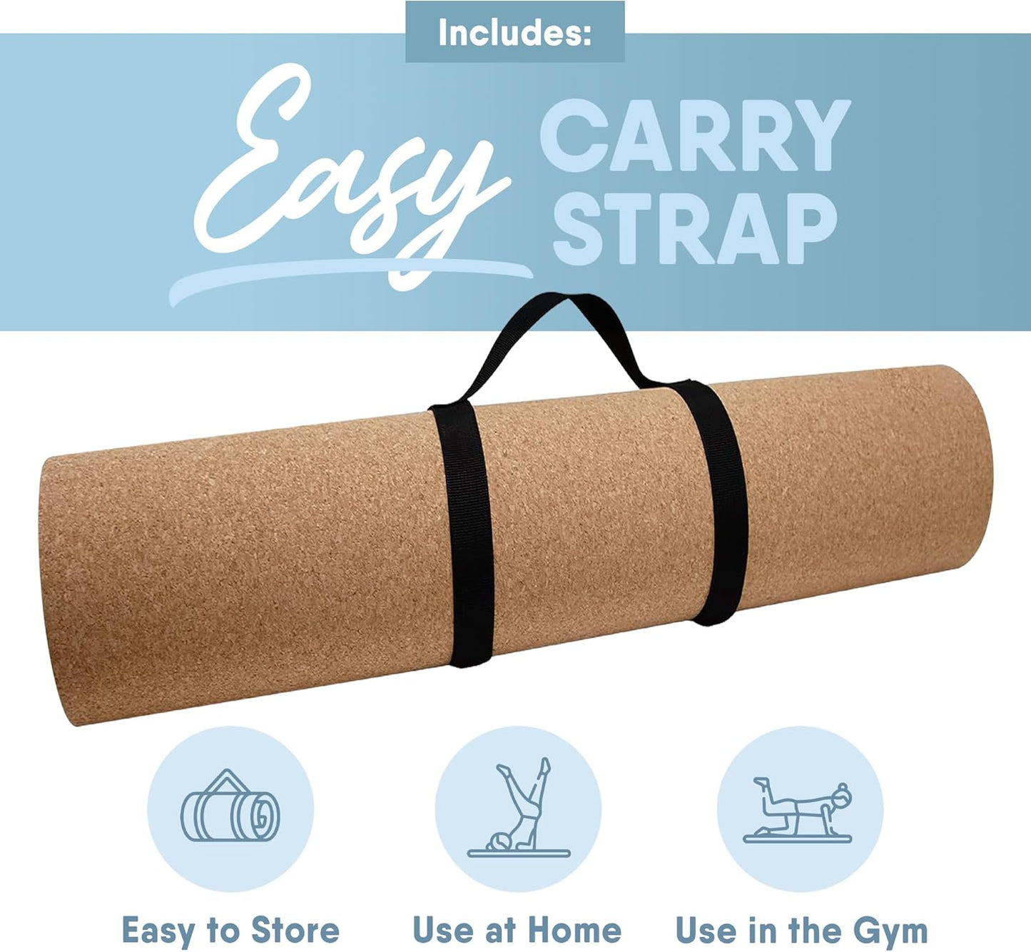 MICRODRY Cork Mat for Yoga, Pilates, Exercise and More, Fitness Mats for Home Workout, 72 (L) x 26 (W) x 0.25 (Th) inches Each Gym Mat