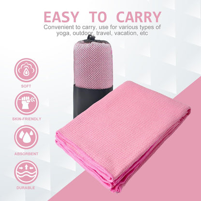 Eunzel 2 Pack Hot Yoga Towel, Non-Slip Yoga Mat Towel with Grip Dots Stickyfiber Sweat Absorbent Towel for Hot Yoga, Pilates and Workout 72" x 24", Blue