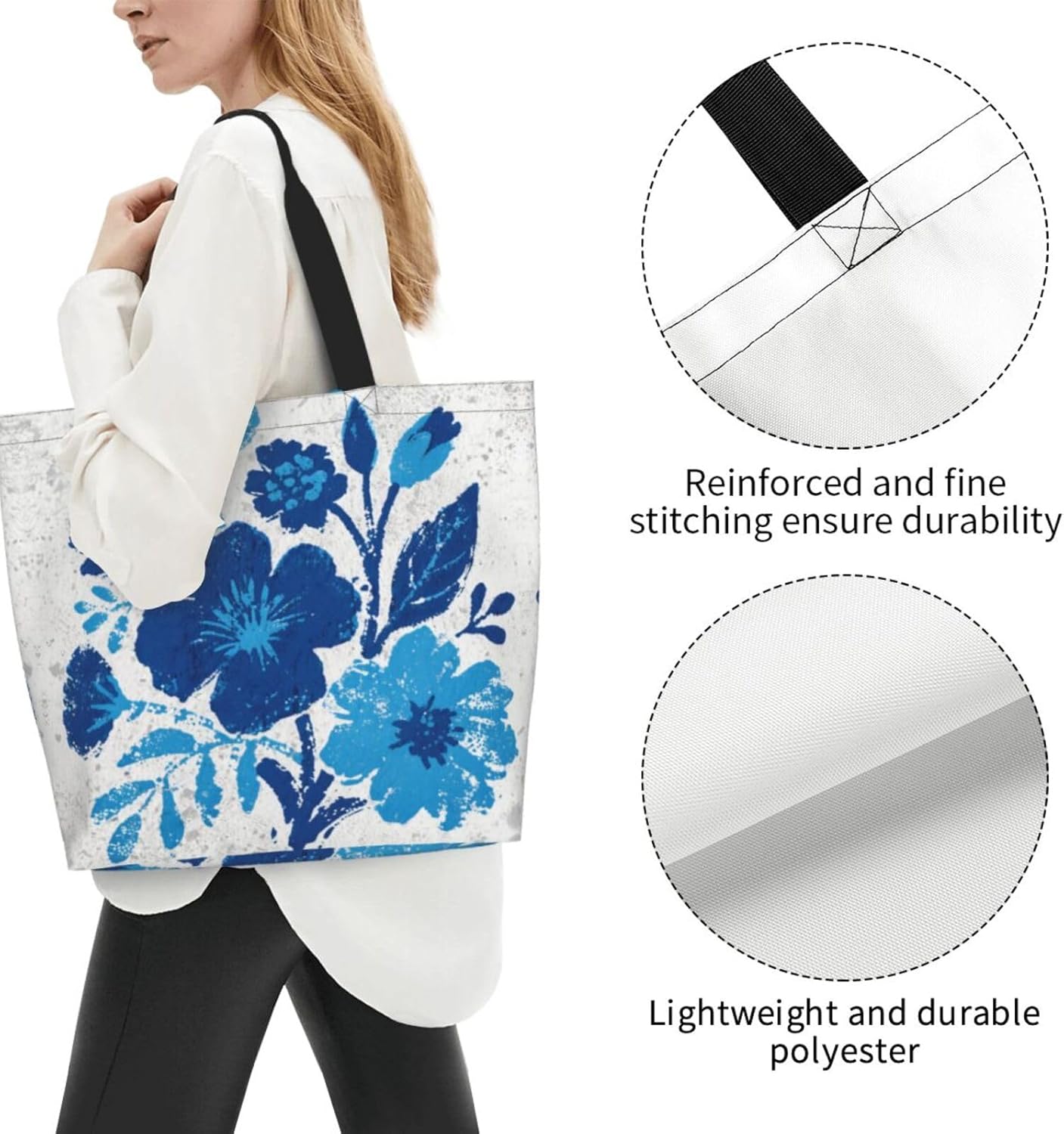Tote Shoulder Bag Large Durable Reusable Eco-friendly Handbag Lightweight Stylish for Daily Use-19.7x15.7x5.9 Inch - Colors B