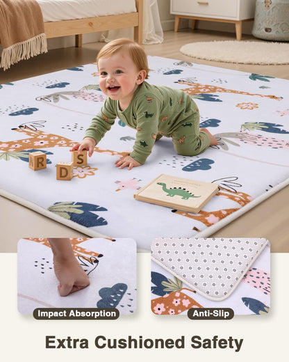 Large Thick Baby Play Mat for Floor,Padded Foam 59x79 Playpen Mat,Soft Support&Plush Feel Nursery Kids Rug,Non Slip for Toddler,Infants,Kids Playroom,Yoga,Baby Crawling,Tummy Time (Light Grey)
