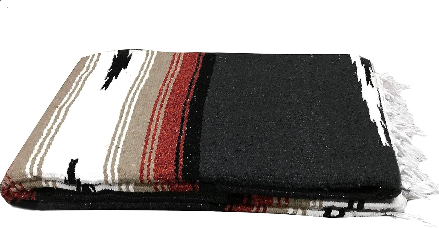 Open Road Goods Mexican Diamond Blanket - XL Heavyweight Yoga Blanket – Handmade in Mexico - Thick Boho Serape Saltillo Style Throw for Beach, Picnic, Home, Camping and More! (Harvest Moon)