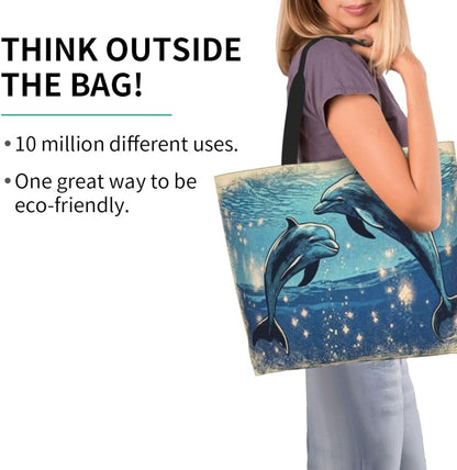 Tote Shoulder Bag Large Durable Reusable Eco-friendly Handbag Lightweight Stylish for Daily Use-19.7x15.7x5.9 Inch - Colors B
