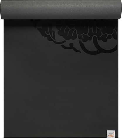 Gaiam Dry-Grip Yoga Mat - 5mm Thick Non-Slip Exercise & Fitness Mat for Standard or Hot Yoga, Pilates and Floor Workouts - Cushioned Support, Non-Slip Coat - 68 x 24 Inches