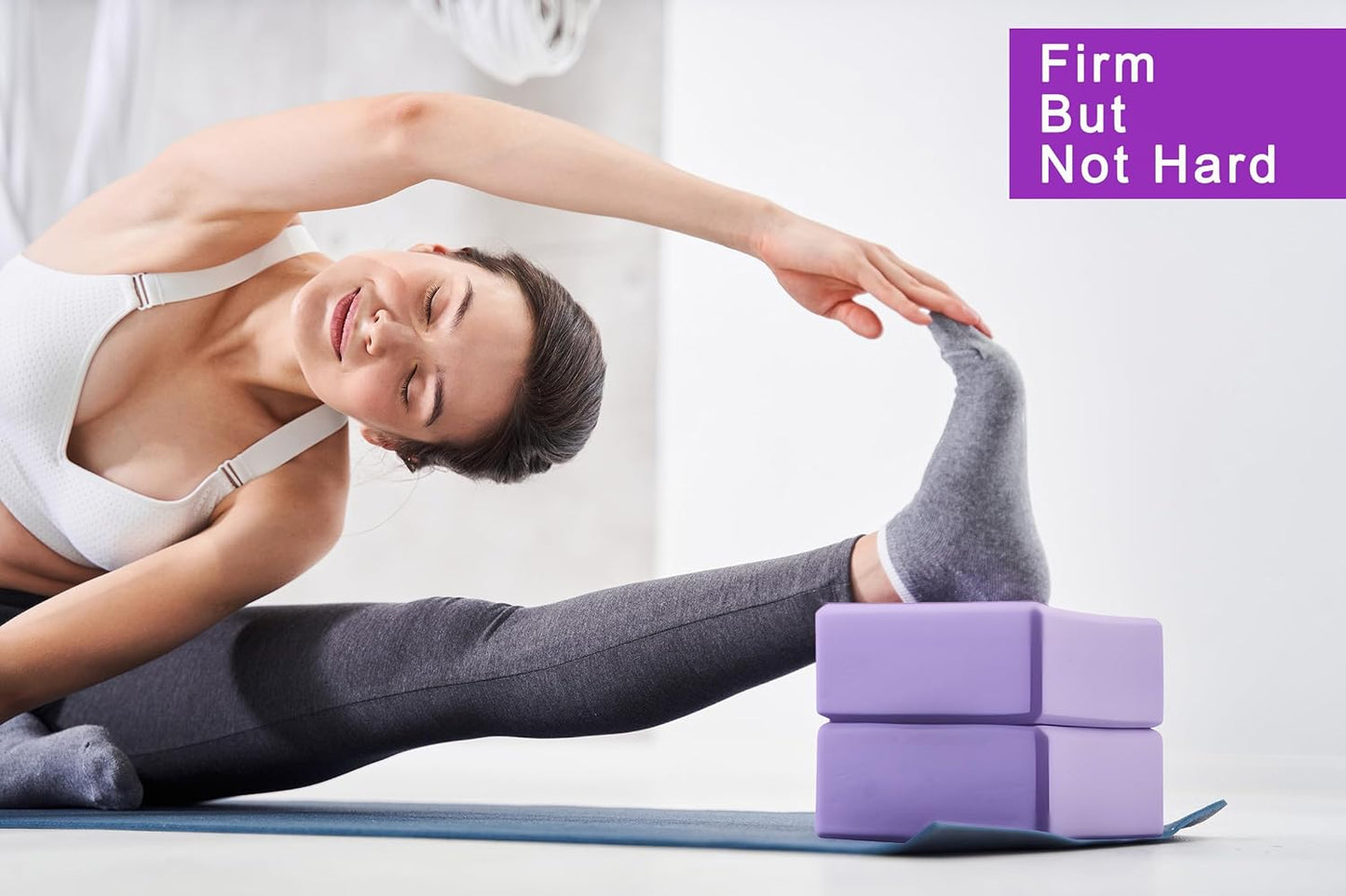 Yoga Blocks 2 Pack, Supportive Latex-Free Eva Foam Soft Non-Slip Blocks with Beveled Edges for Yoga, Pilates, Meditation - Yoga Accessories for Stability, Balance, Deepen Stretches