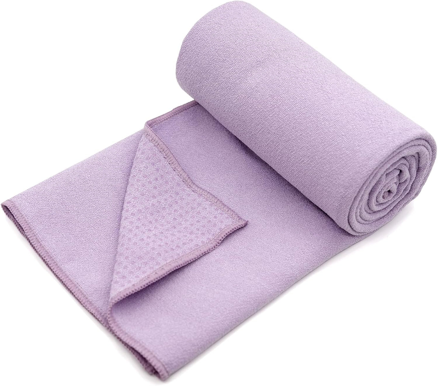 Eunzel Yoga Towel,Hot Yoga Mat Towel with Grip Dots Sweat Absorbent Non-Slip for Hot Yoga, Pilates and Workout 24" x72", Purple & Blue