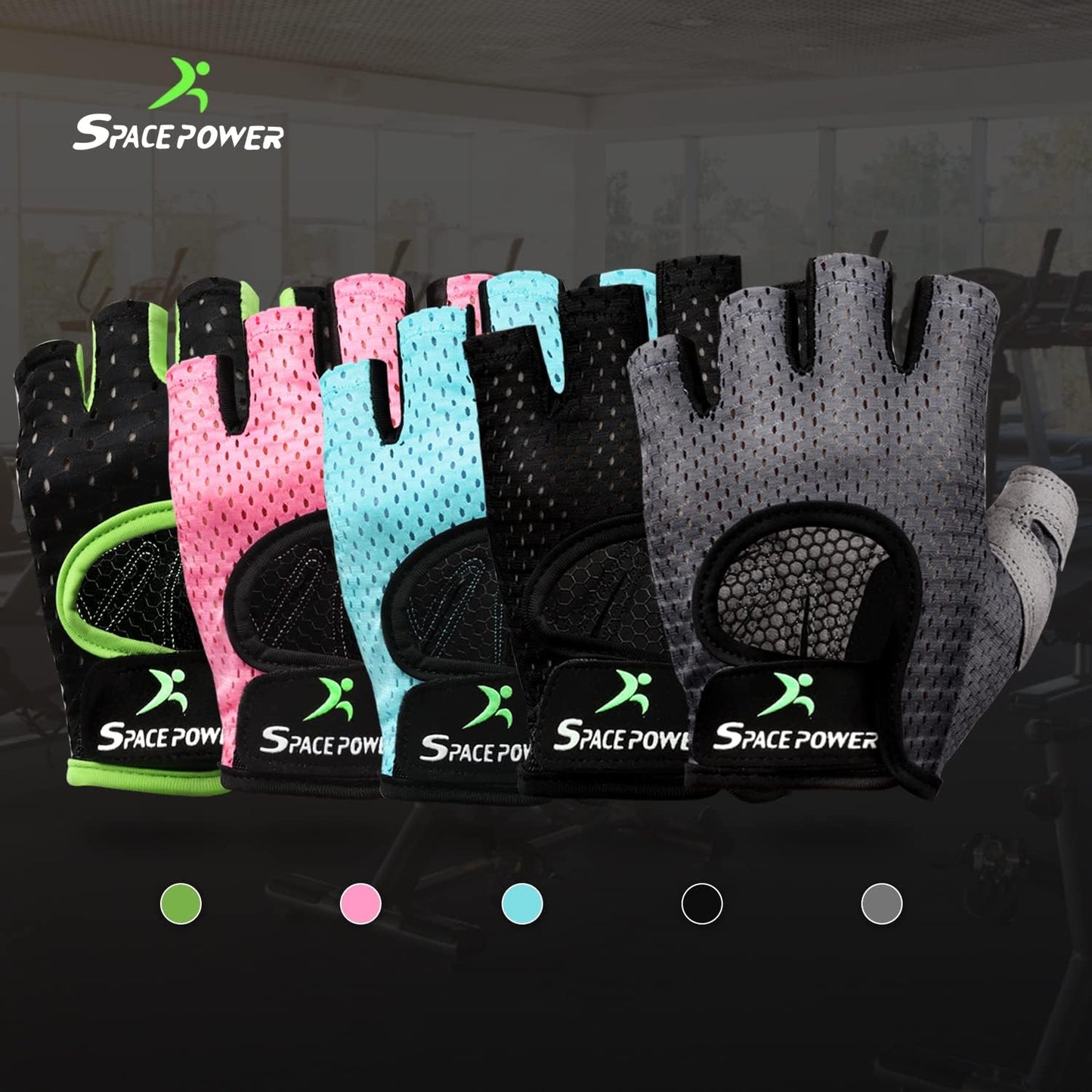 spacepower Workout Gloves - Lightweight Breathable Gym Gloves for Women & Men's Exercise