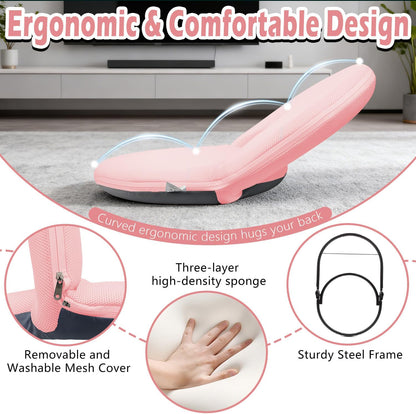 Floor Chair Floor Cushion Folding Padded Gaming Chair Adjustable 5-Position Floor Seat with Back Support for Kids Adult Great for Gaming Reading Meditating