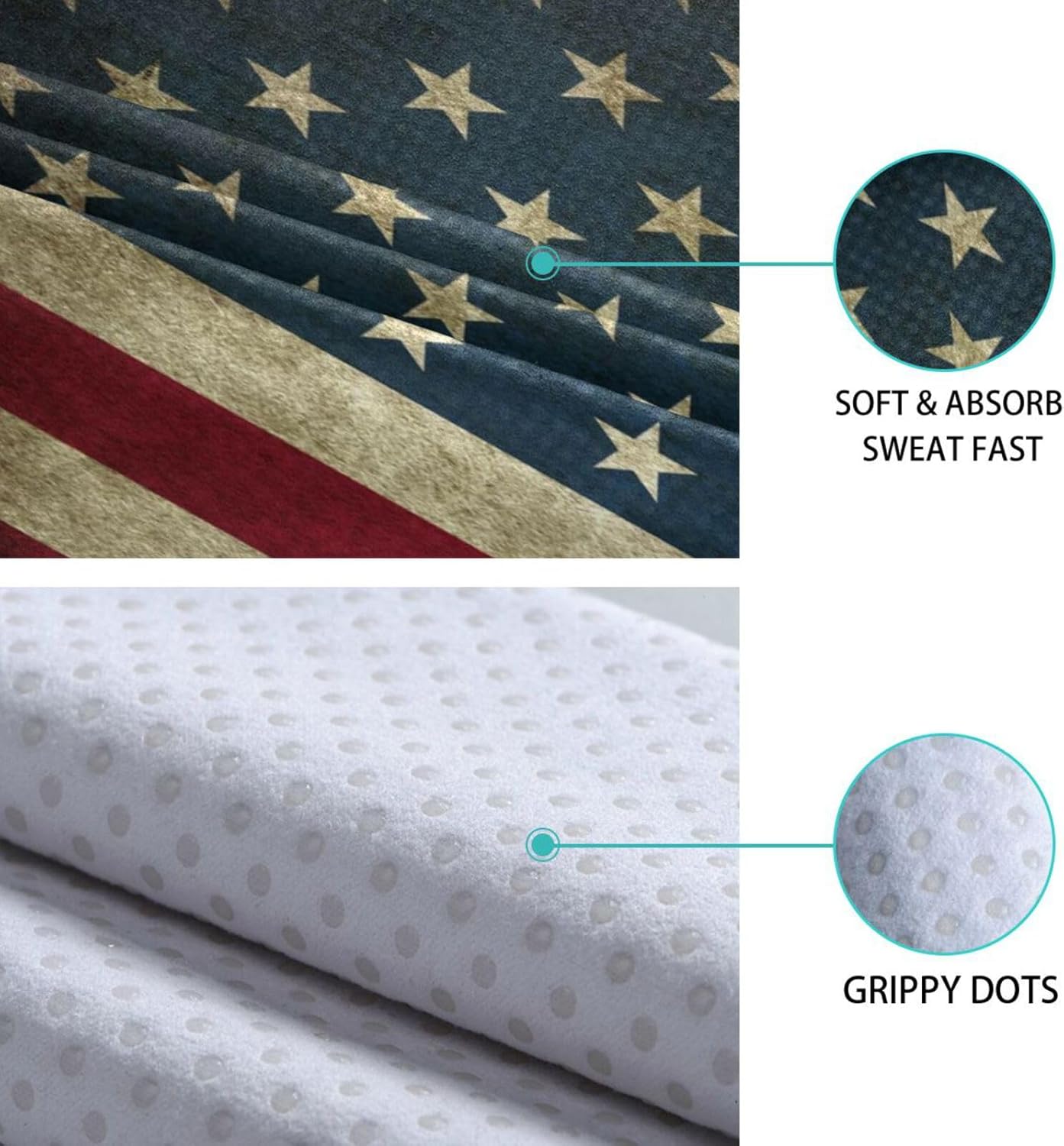 YETTASBIN American Flag Yoga Mat Towel, Non Slip Sweat Absorbent Hot Yoga Towel Portable Lightweight Travel Workout Towel with Storage Bag for Home Yoga, Pilates, Fitness 73x 27 Inch