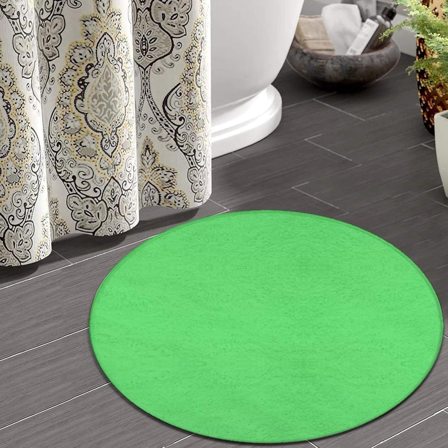 Machine Washable Modern Round Area Rug, Room Sofa Yoga Soft Round Carpet, Home Decor Non Slip Kitchen Office Circle Rug Grey, 24inch