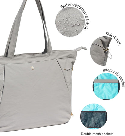 ESVAN Yoga Tote Bag for Women Shoulder Bags Drawstring for Office Workout Travel Carryall Pilates Gym and Beach