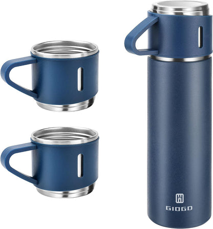 Stainless Steel Thermo 500ml/16.9oz Vacuum Insulated Bottle with Cup for Coffee Hot drink and Cold drink water flask.(Pink,Set)