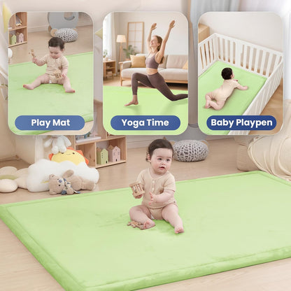 Baby Play Mat for Floor,1.3" Thick Memory Foam Tummy Time Mat,Soft Coral Velvet Nursery Rug,Large Non Slip for Crawling,Toddlers,Infants,Kids,Yoga & Tatami Style for Living Room(Dark Gray)