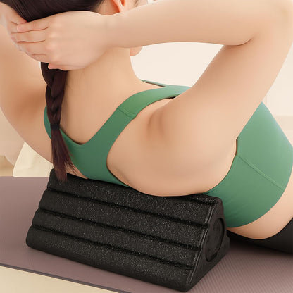 Yoga Blocks 2 in 1 Triangle Foam EPP Roller, 9x5x4 Inch Triangular Wedge Block for Neck Waist HIPS Back Legs, High Density Support for Pilates, Exercise, Massage Column, Adult Workout, Easy Cleaning