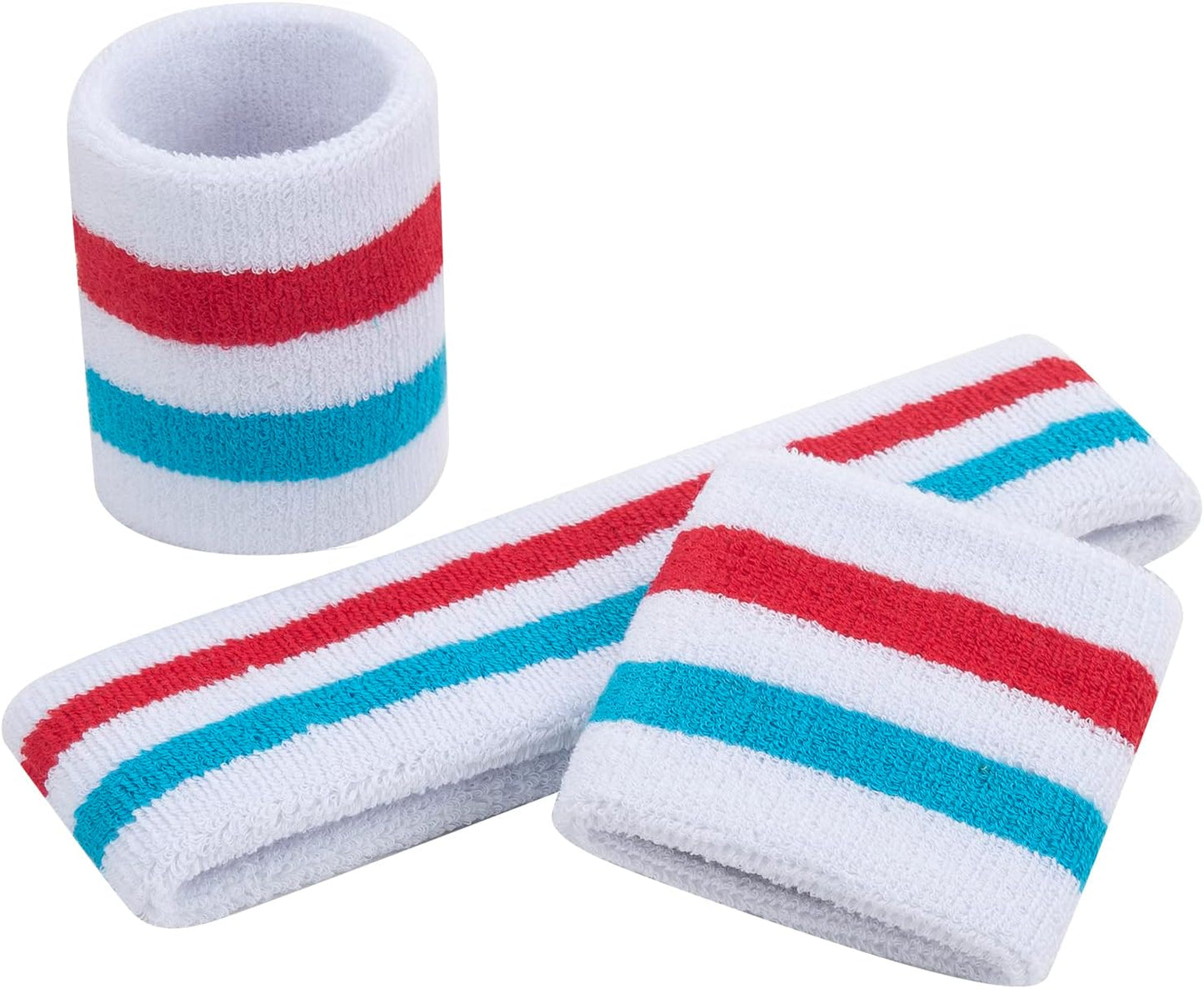 ONUPGO Sweatband Set Sports Headband Wristband Set Sweatbands Terry Cloth Wristband Wrist Sweatband Headbands Moisture Wicking Sweat Absorbing Head Band