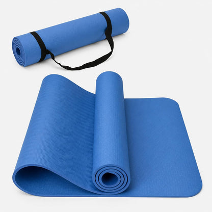 Thick TPE Yoga Mat, Non-Slip Eco-Friendly Exercise Mat with Carrying Strap for Yoga, Pilates and Home Workouts, Standard and Extra Wide Options