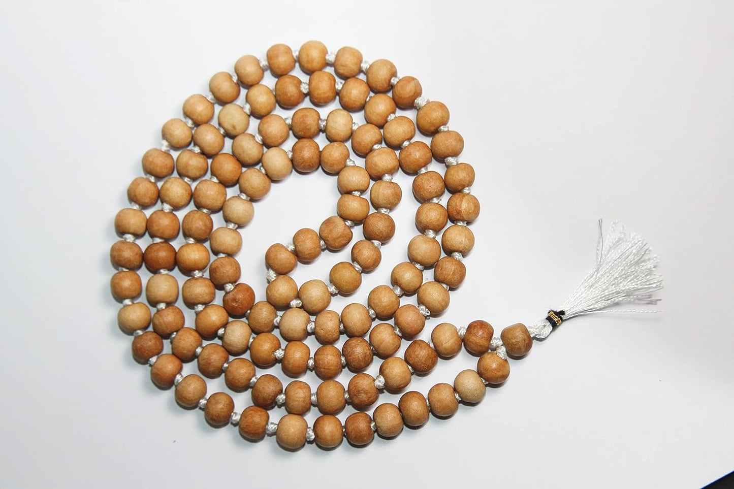 IS4A 8MM TULSI HOLY BASIL PRAYER BEADS JAPA MALA NECKLACE HAND KNOTTED. KARMA (108+1) BEADS. BLESSED & ENERGIZED HINDU TIBETAN BUDDHIST SUBHA ROSARY