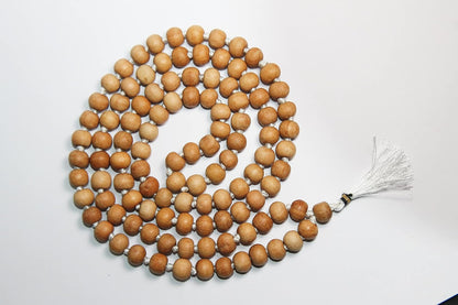 IS4A 8MM TULSI HOLY BASIL PRAYER BEADS JAPA MALA NECKLACE HAND KNOTTED. KARMA (108+1) BEADS. BLESSED & ENERGIZED HINDU TIBETAN BUDDHIST SUBHA ROSARY