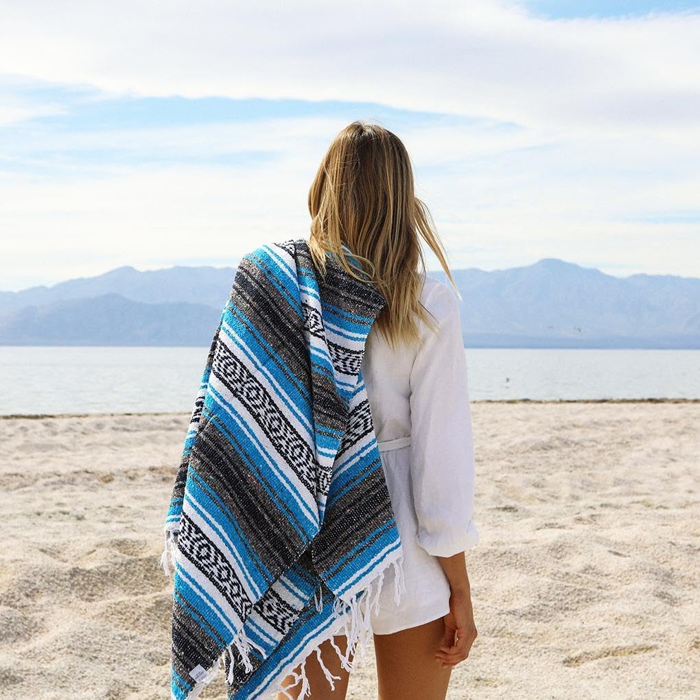 Open Road Goods Bulk Falsa Blankets - Handwoven Authentic Mexican Falsa - Great for Weddings, Yoga, Beach, Picnics, or Mexican Throw! (Tan, 7 Pack)