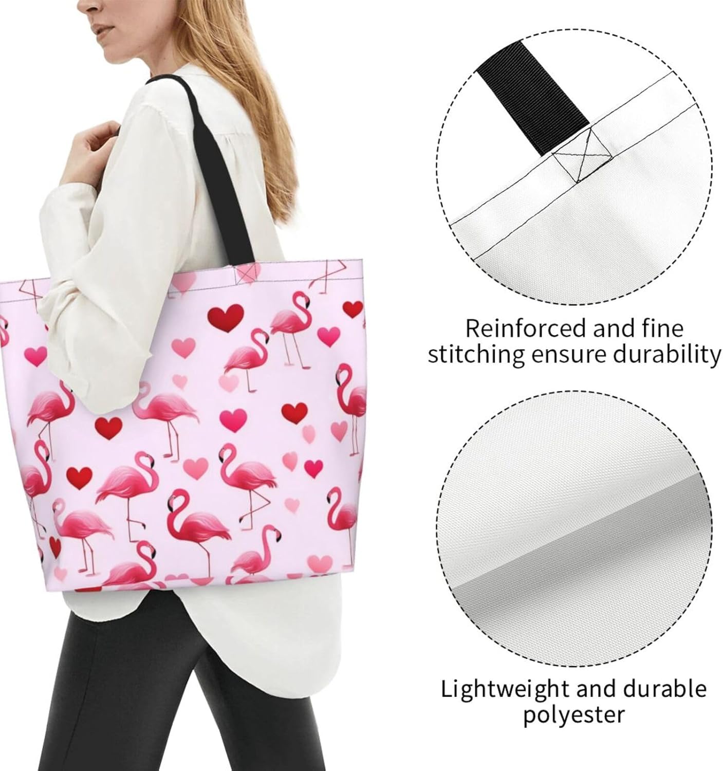 Tote Shoulder Bag Large Durable Reusable Eco-friendly Handbag Lightweight Stylish for Daily Use-19.7x15.7x5.9 Inch - Colors A