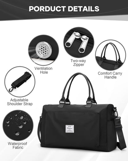 Gym Bag Womens Mens with Shoes Compartment and Wet Pocket Travel Duffel Bag for Women for Plane Sport Gym Tote Bags Swimming Yoga Waterproof Weekend Overnight Carry on Bag Hospital Holdalls - Colors B