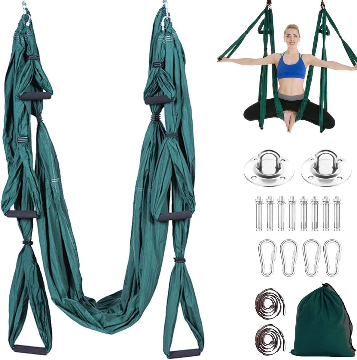Aerial Trapeze Yoga Hammock Kit - Ultra Strong Antigravity Yoga Flying Sling Inversion Swing Tool Set