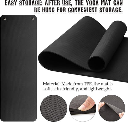Briwooody Hanging Yoga Mat, Exercise Mat Non Slip Thick for Women and Men, Tear-resistant Fitness Pad with Reinforced Holes for Home Gym, Yoga, Pilates,stretching
