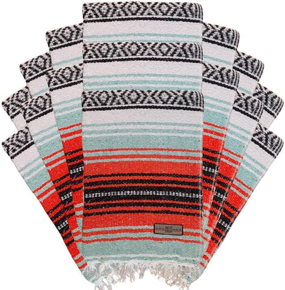 Open Road Goods Bulk Falsa Blankets - Handwoven Authentic Mexican Falsa - Great for Weddings, Yoga, Beach, Picnics, or Mexican Throw! (Tan, 7 Pack)