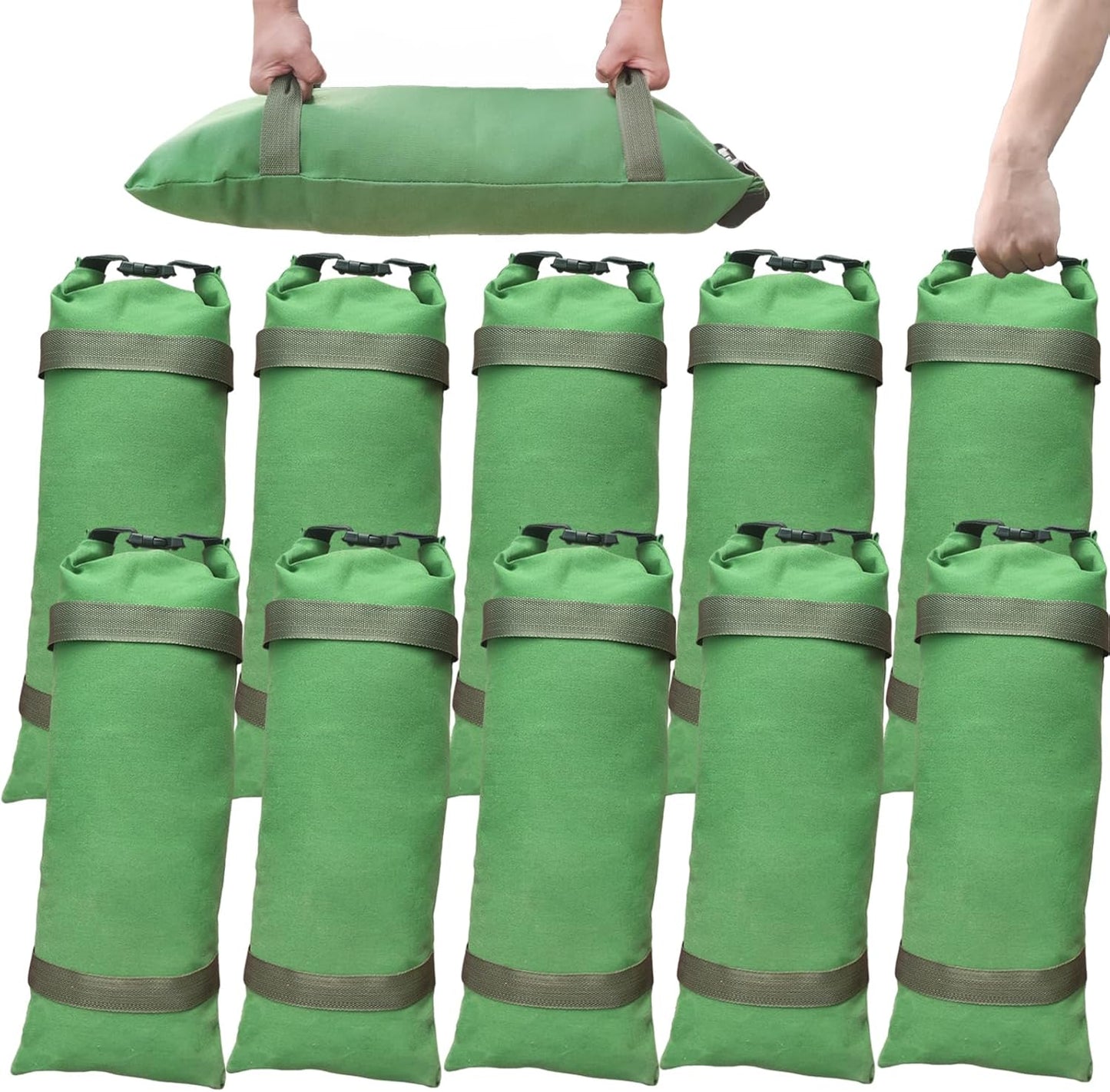 Flood Barrier Sand Bags 4Pcs Thickened Long Canvas Flood Protection Sandbags & Reusable With Insert Buckle Handle Sandbags for Emergency Flood Protection Fits Doors Garages Basement Counterweights (4)