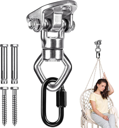 BeneLabel Swing Hanger with Bearing Swivel 800LB Capacity Stainless Steel Ceiling Mount Bracket Hanging Kit for Aerial Silks, Swings, Hammocks, Hanging Chair, Aerial Hoop, Heavy Bag, Yoga Swing