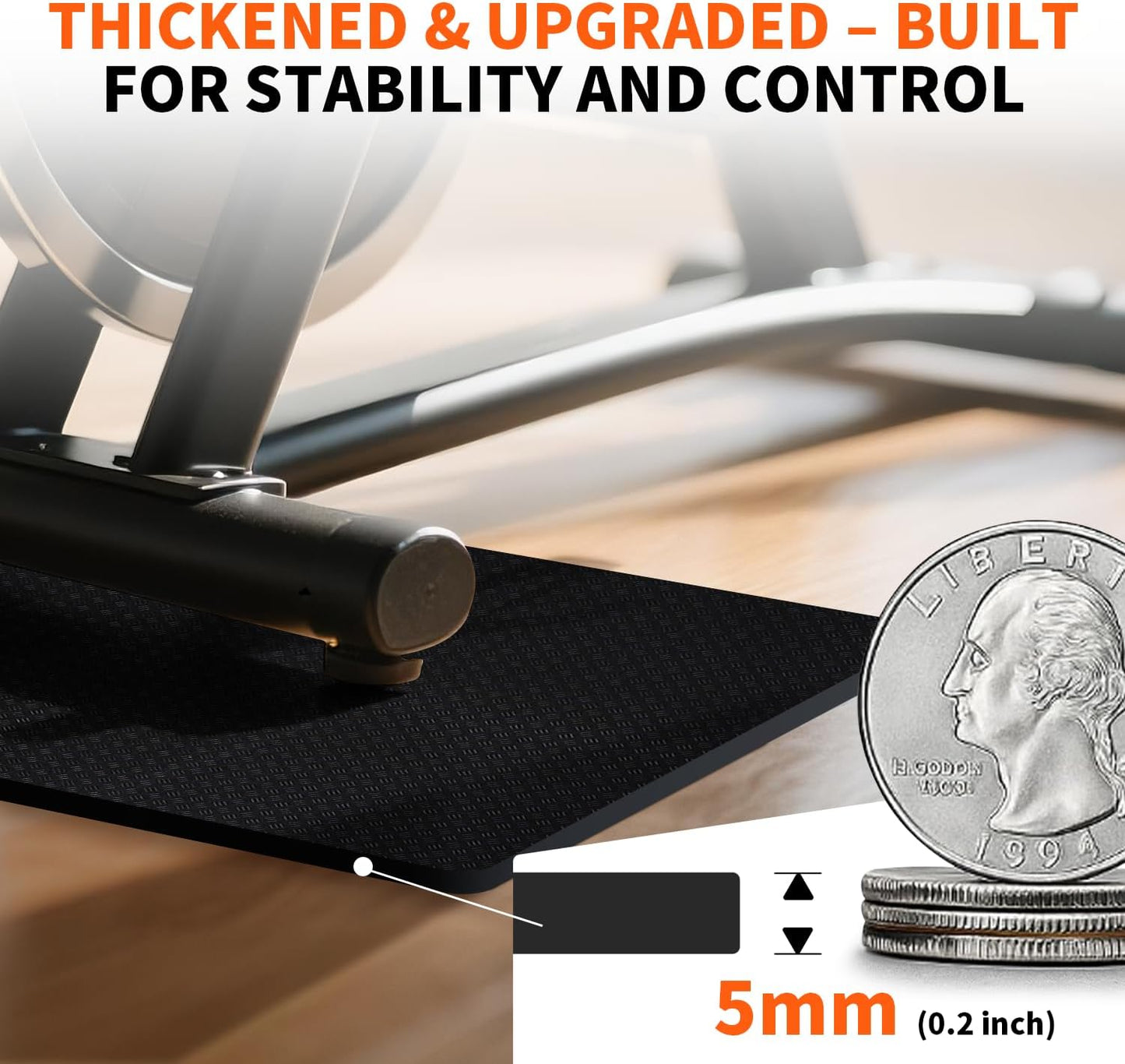 Stepwaver Walking Pad Mat for Carpet, Treamill Mat for Hardwood Floors, High Density, 0.2" Thickness, Folable, Floor Protection Mats for Bike, Elliptical, Treadmill