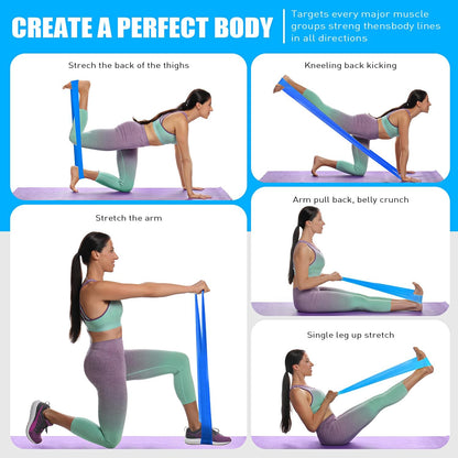 HPYGN 3 Levels Non-Latex Exercise Bands for Physical Therapy & Yoga, Professional Resistance Bands Set for Working Out, Strength Training, Pilates & Rehab, TPE Elastic Stretch Bands for Seniors, Women