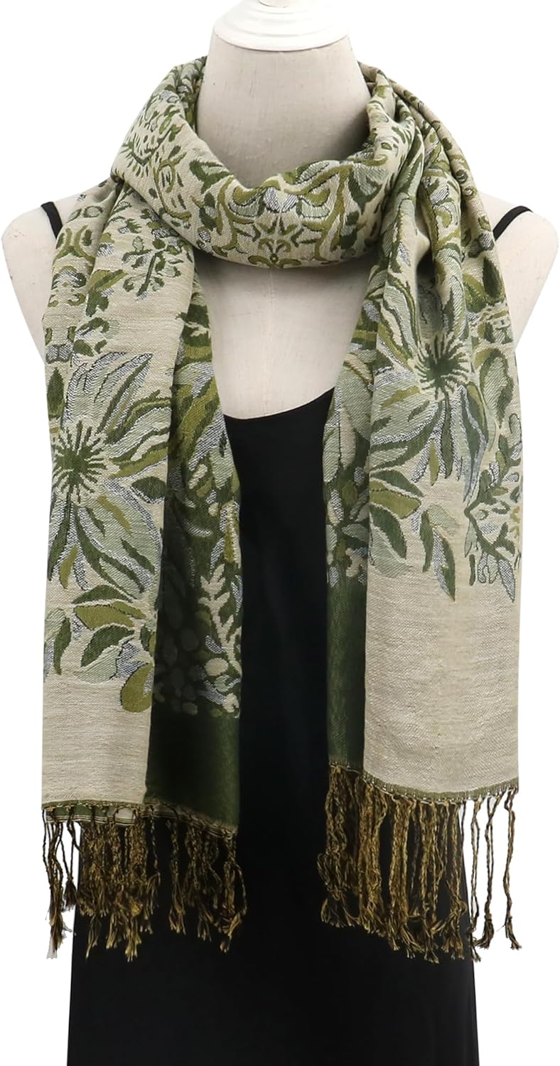 vimate Silky Paisley Pashmina Shawl Scarf-Women's Soft Double-side Jacquard Pashminas Wrap for Evening Dress Travel Shawl