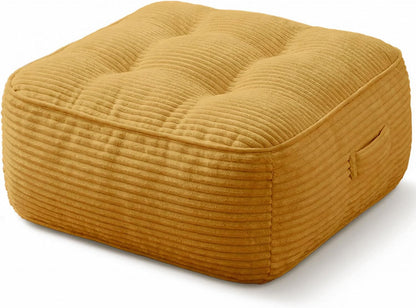 11" Thick Washable Floor Pillow for Adults, Yoga & Meditation Cushion with Handle, Square Large Pillows Seating with Removable Tufted Corduroy Cover for Tatami Living Room Board Games, Blind Shape
