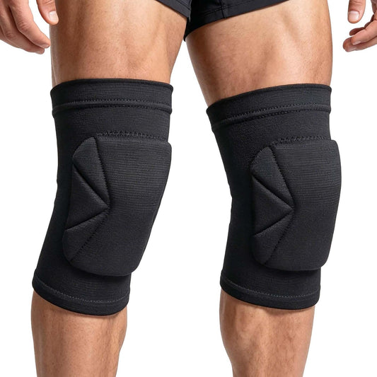 Volleyball Knee Pads, Skating Men & Women Kneepads for Dance, Yoga, Basketball, Softball, Football, Soccer - Anti-Slip Work Knee Sleeves with Thick Foam Pad for Wrestling, Cleaning, Running for Adult, Black M