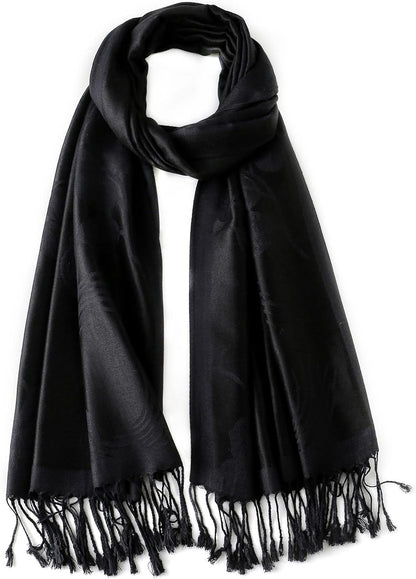 Ciormis Two Tone Silky Paisley Pashmina Shawl Scarf,Soft Women's Rave Jacquard Pashminas Wrap Scarves