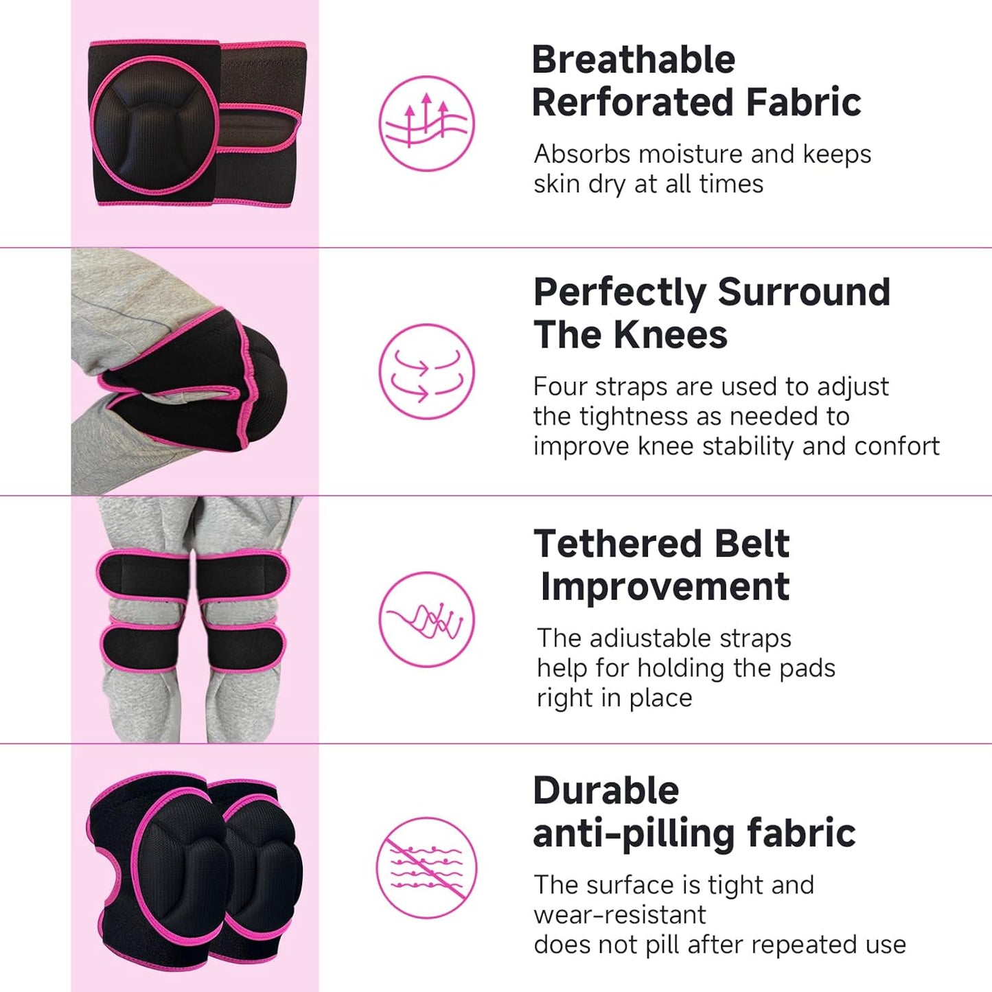 Knee Pads, Thick Sponge Anti-slip, Collision Avoidance Knee Pads, for Running, Mountaineering, House Working,Gardening Maintain (Pink, Large)