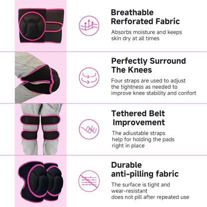 Knee Pads, Thick Sponge Anti-slip, Collision Avoidance Knee Pads, for Running, Mountaineering, House Working,Gardening Maintain (Pink, Large)