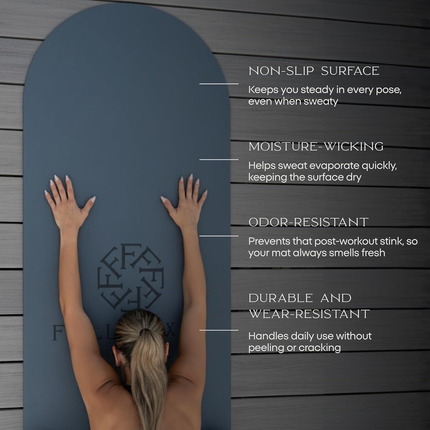 FFLLOOWW Premium Non Slip PU Yoga Mat 72.8” x 26.8” 4.5mm – Eco Friendly Natural Rubber Exercise Mat for Hot Yoga, Pilates & Home Workout with Carry Strap