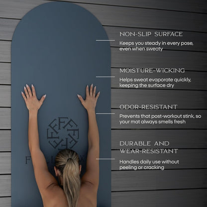 FFLLOOWW Premium Non Slip PU Yoga Mat 72.8” x 26.8” 4.5mm – Eco Friendly Natural Rubber Exercise Mat for Hot Yoga, Pilates & Home Workout with Carry Strap