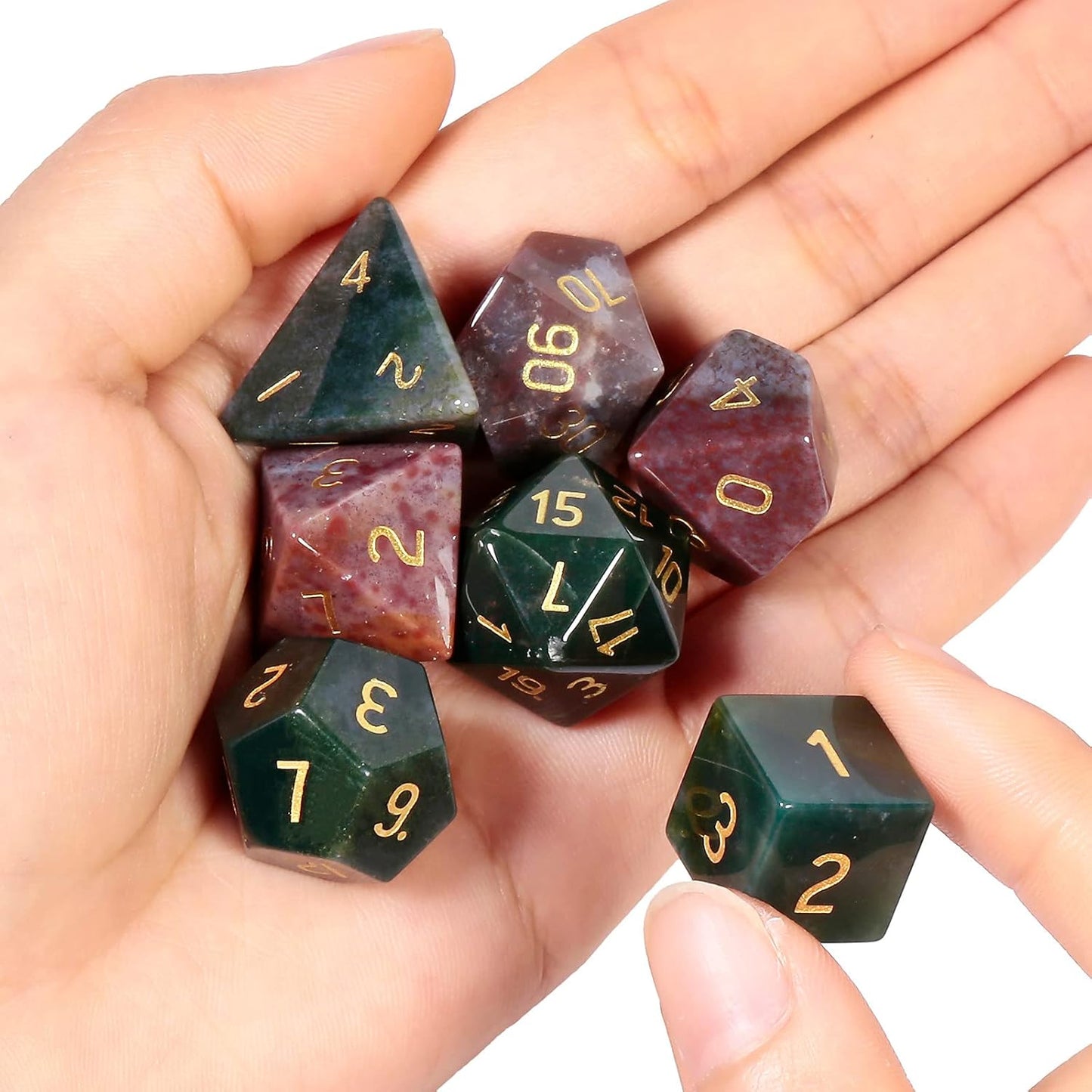 mookaitedecor 7 PCS Blue Howlite Turquoise Crystal Polyhedral DND Dice Set, Polished Tumbled Stones Dices for RPG MTG Table Games Home Decoration