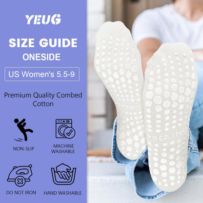 yeuG Pilates Socks for Women Non Slip Grip Socks for Yoga, Barre, Hospital, Barefoot Grippy Yoga Sock Womens Gifts 4 Pairs