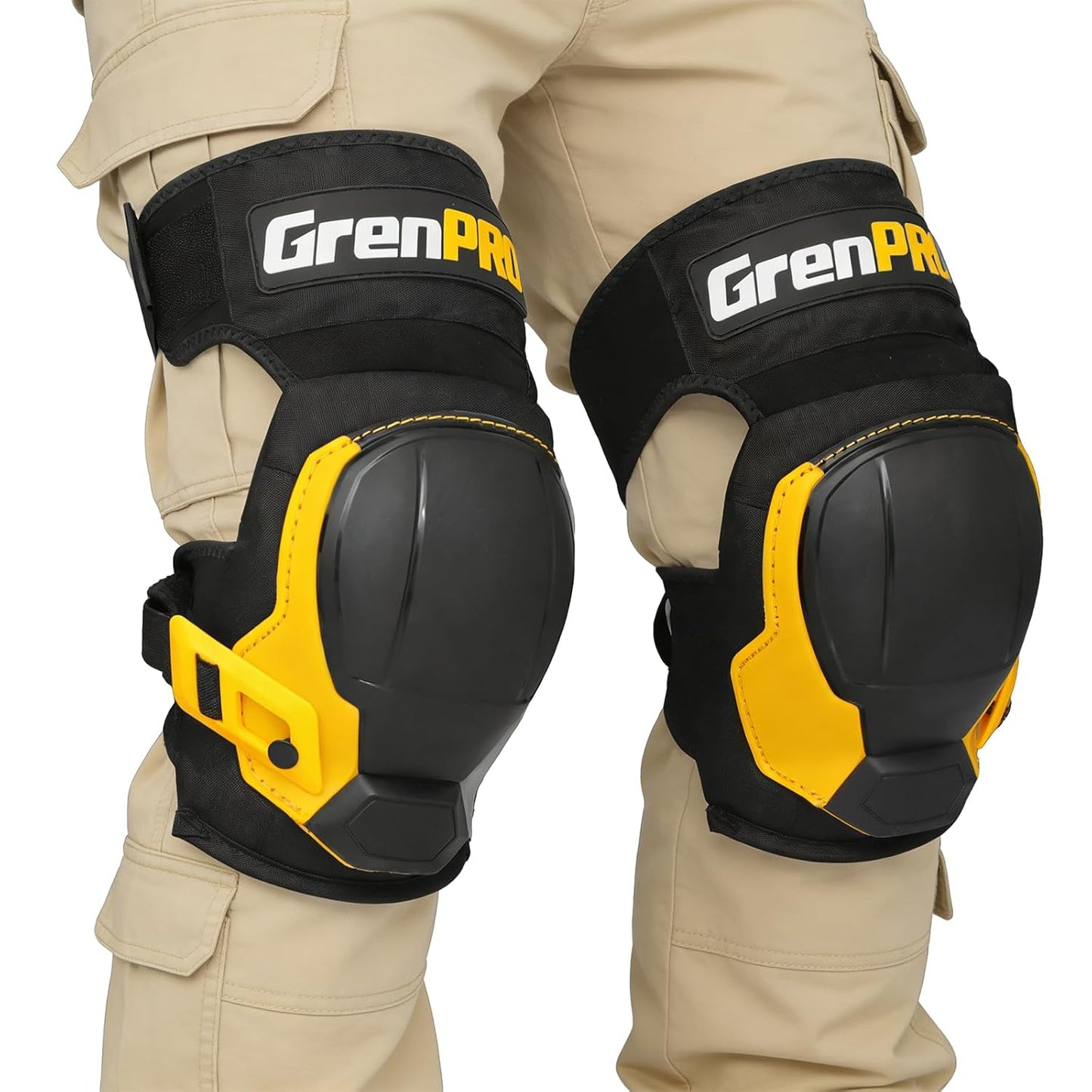 GRENPRO Professional Knee Pads for Work,Heavy Duty Thick Foam Knee Pads Tools, Knee Pad with Soft Gel Cushion for Construction, Work, Flooring, Gardening, Cleaning, Tiling,Gray