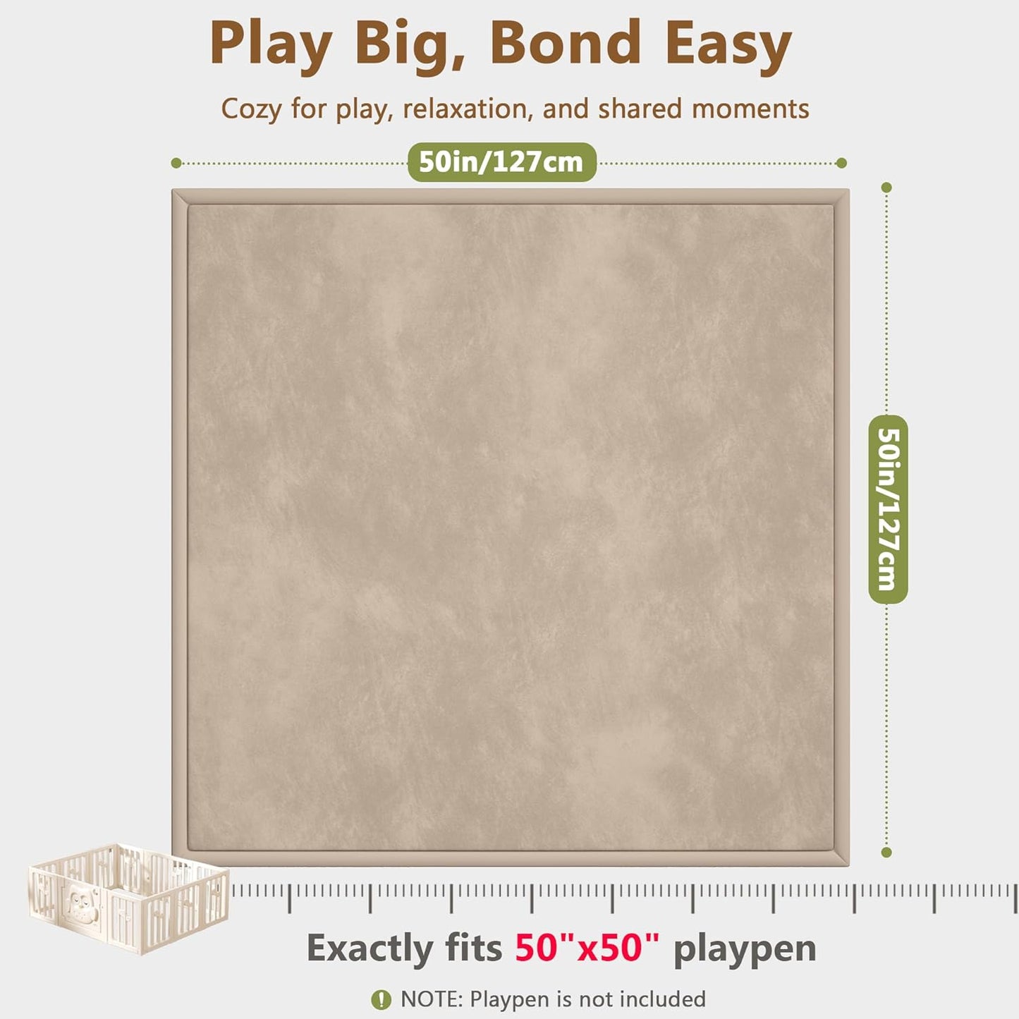 Baby Play Mat for Floor, 1.3'' Thick Memory Foam Tummy Time Mat - Super Soft Coral Velvet Nursery Rug with Non-Slip Backing, Crawling Rug for Toddlers/Infants, Yoga & Tatami Use, Oatmeal, 79''x 118''